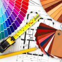 Floor plans, colour palettes, and tape measure